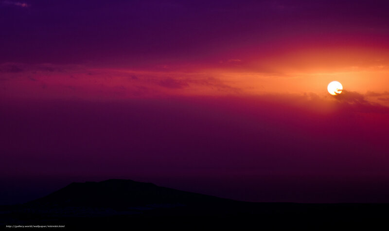 Sun Setting over Mountain — Purple