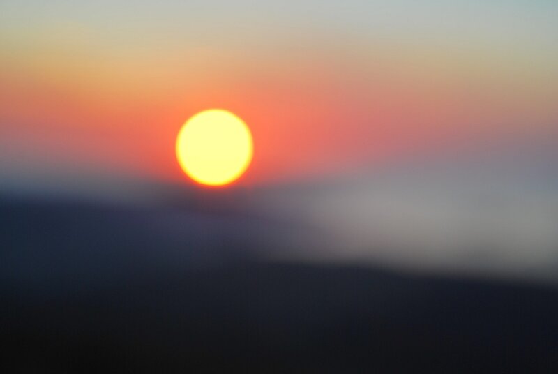 Sun Setting over Mountains — Orange, Serene, Sunset, Photograph, Sky, Yellow
