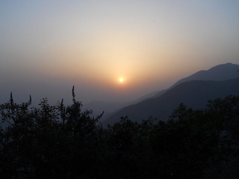 Sun Setting over Mountains — Orange, Serene, Sunset, Photograph