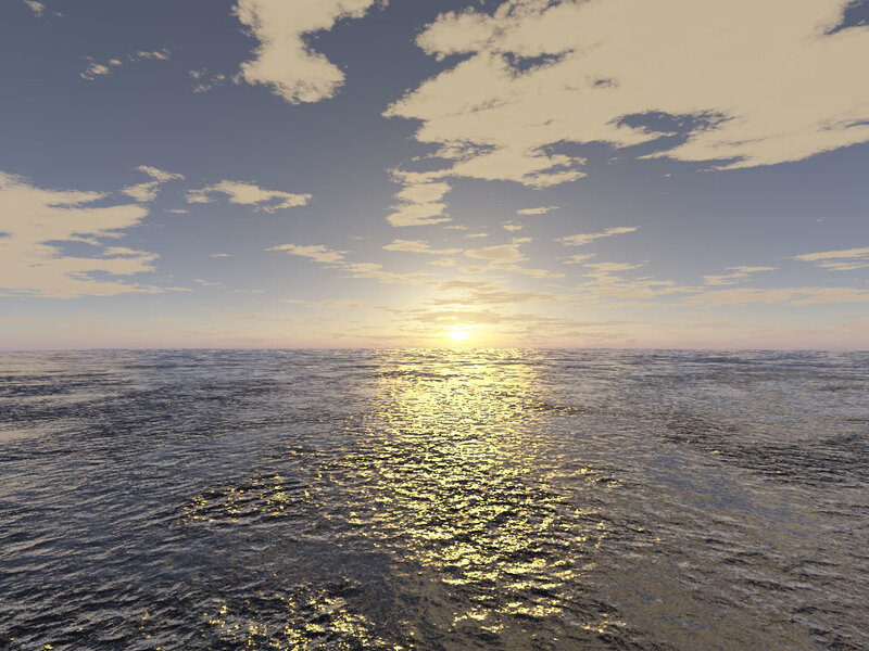 Sun Setting over Ocean — Blue