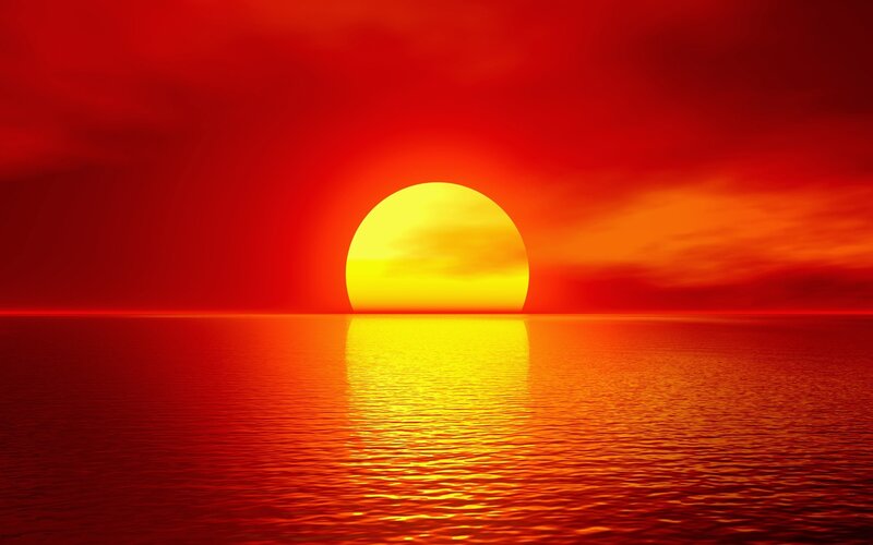 Sun Setting over Ocean — Digital Art