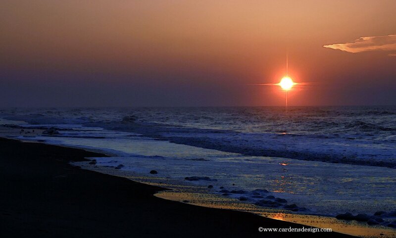 Sun Setting over Ocean — Orange, Serene, Sunset, Photograph, Beach, Cloud