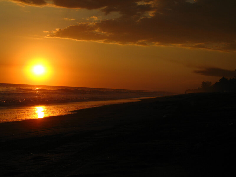 Sun Setting over Ocean — Orange, Serene, Sunset, Photograph, Beach, Clouds, Yellow