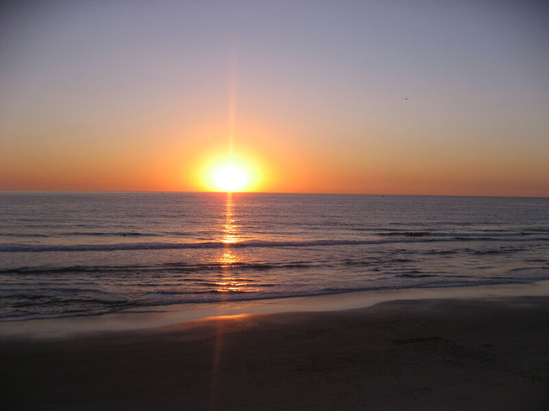 Sun Setting over Ocean — Orange, Serene, Sunset, Photograph, Beach, Sky