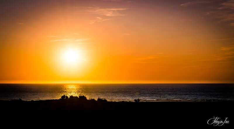 Sun Setting over Ocean — Orange, Serene, Sunset, Photograph, Sky, Silhouette
