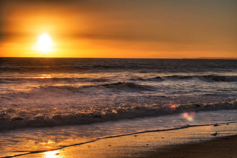 Sun Setting over Ocean — Orange, Serene