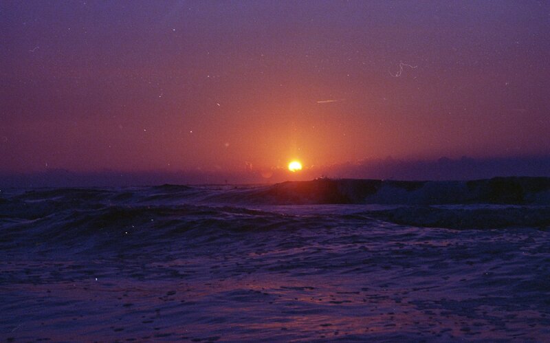 Sun Setting over Ocean — Purple, Dramatic, Sunset, Photograph, Sky