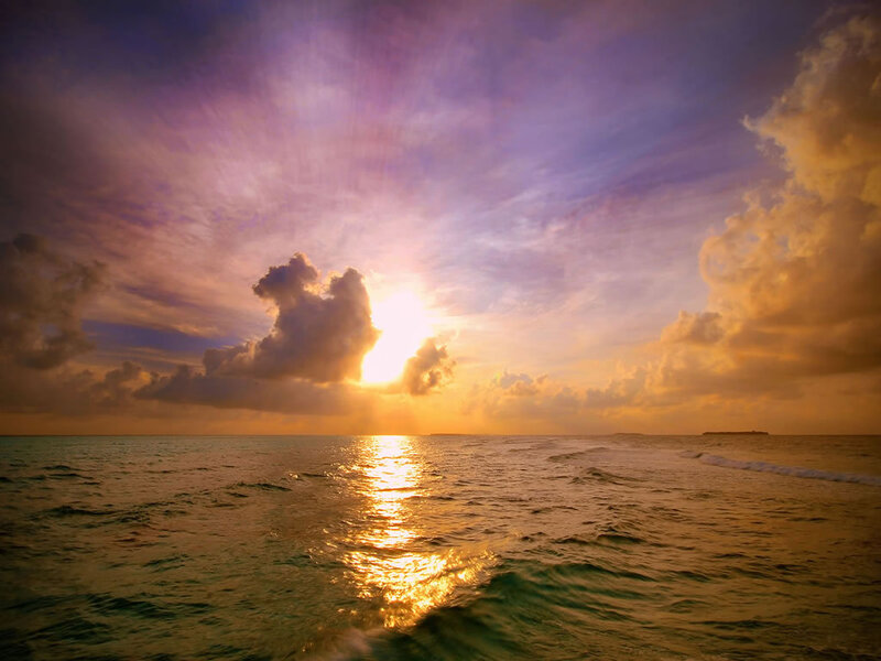 Sun Setting over Ocean — Purple, Dramatic, Sunset