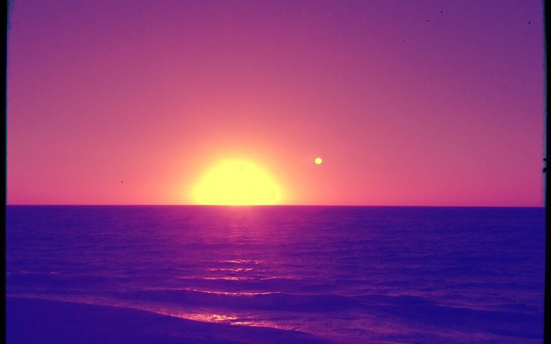Sun Setting over Ocean — Purple, Serene, Sunset, Photograph, Sky