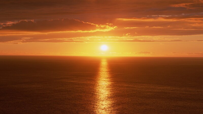 Sun Setting over Ocean — Sunset, Brown