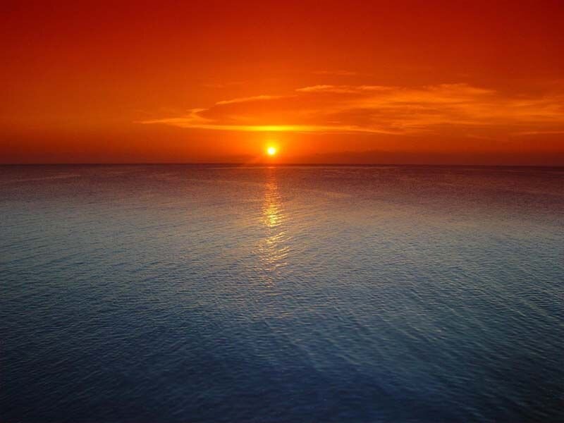 Sun Setting over Ocean — Sunset, Sky