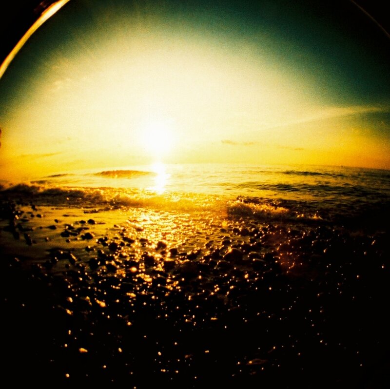 Sun Setting over Ocean — Yellow, Serene, Sunset, Photograph, Beach, Sky