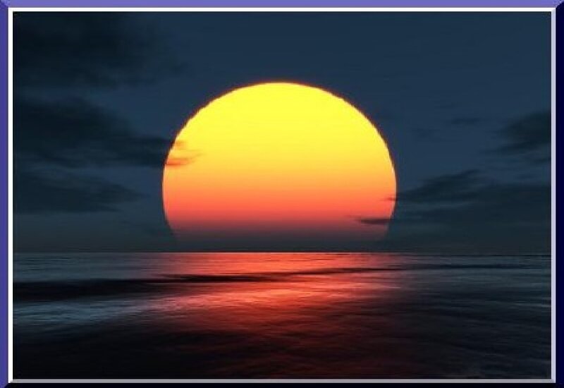 Sun Setting over Ocean — Yellow, Serene, Sunset, Photograph, Sky