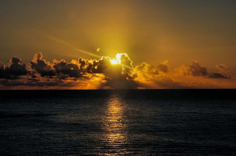 Sun Setting over Ocean — Yellow, Sunset