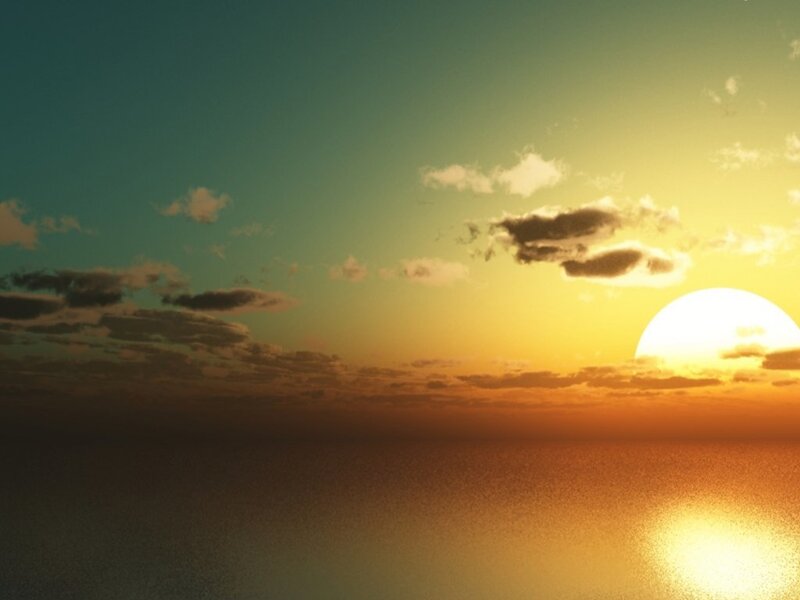 Sun Setting over Ocean — Yellow