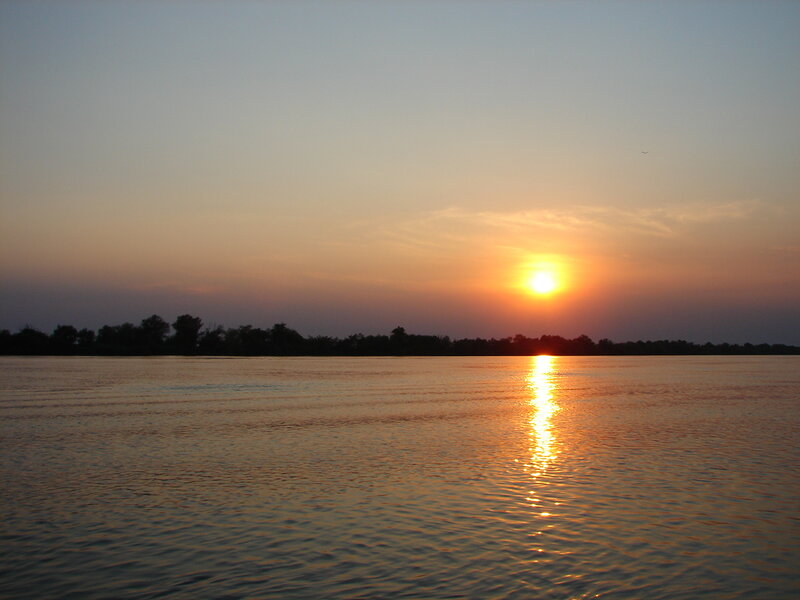 Sun Setting over River