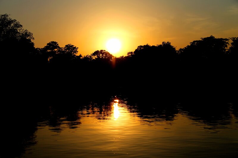 Sun Setting over River — Yellow, Serene