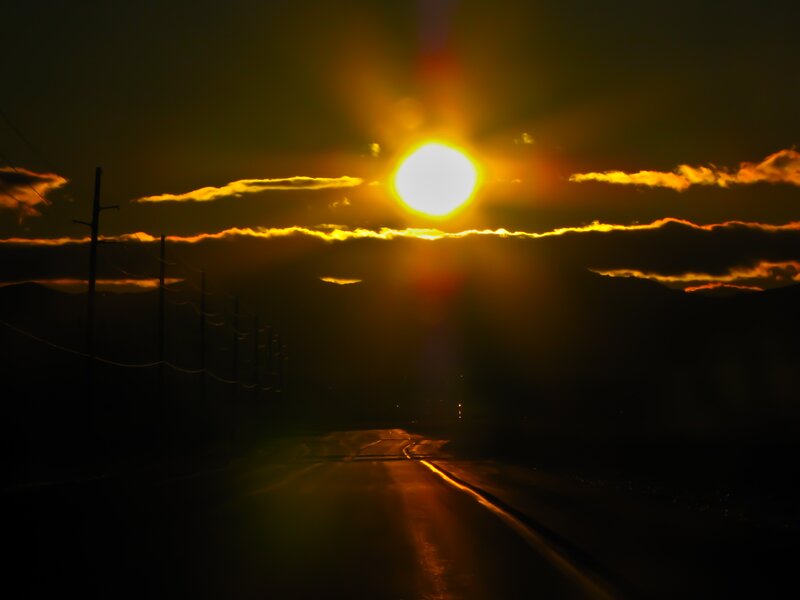 Sun Setting over Road — Yellow