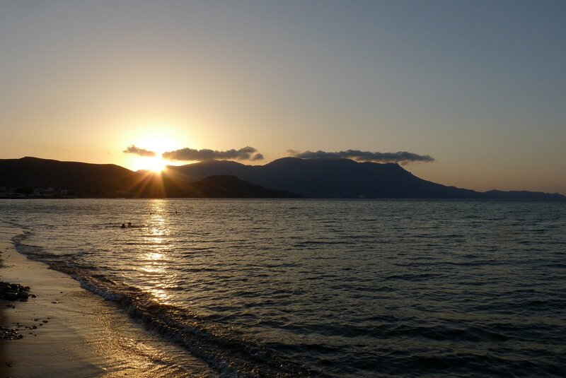 Sun Setting over Sea — Blue, Serene