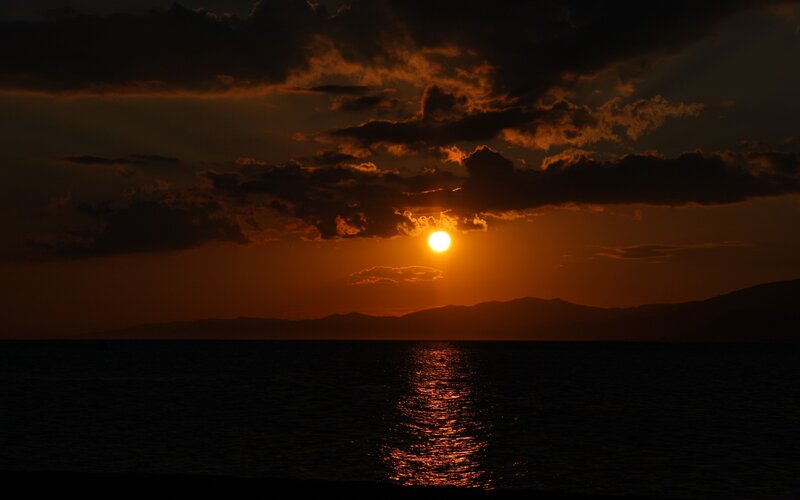 Sun Setting over Sea — Orange, Dramatic