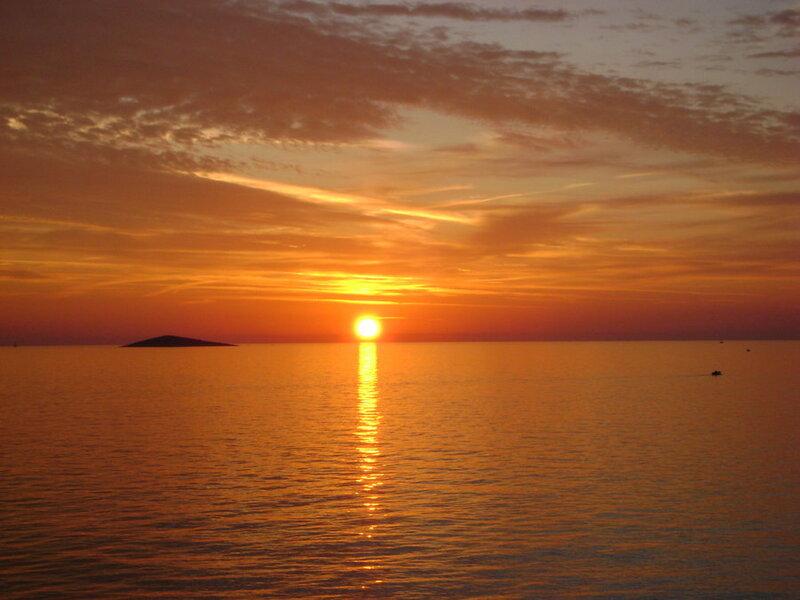Sun Setting over Sea — Orange, Serene