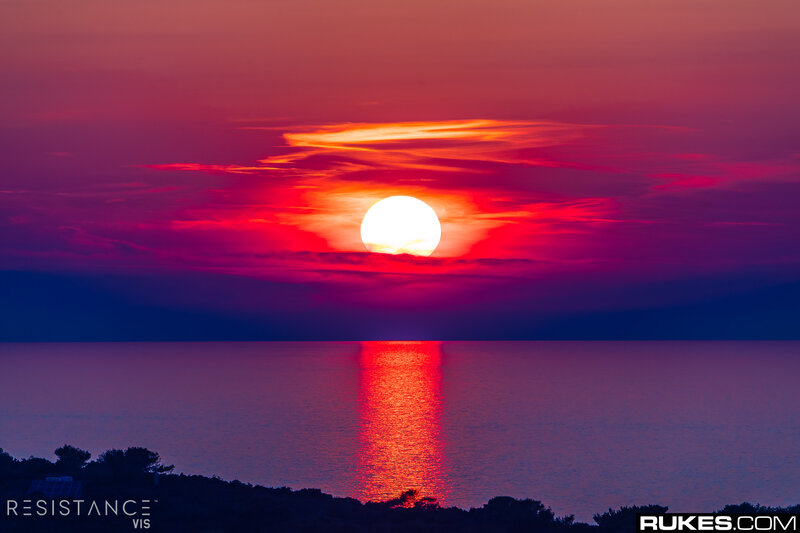 Sun Setting over Sea — Red
