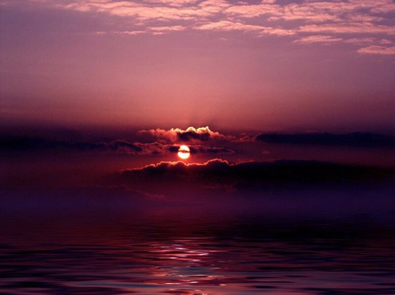 Sun Setting over Water — Purple, Dramatic