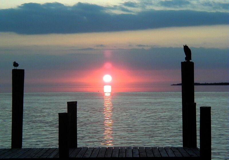 Sun Setting over Water — Red, Serene