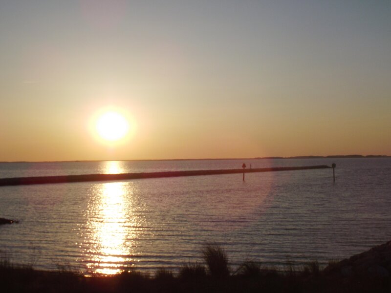 Sun Setting over Water — Yellow, Calm