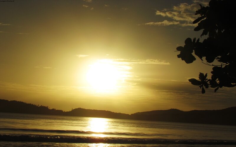 Sun Setting over Water — Yellow, Serene, Sunset, Photograph