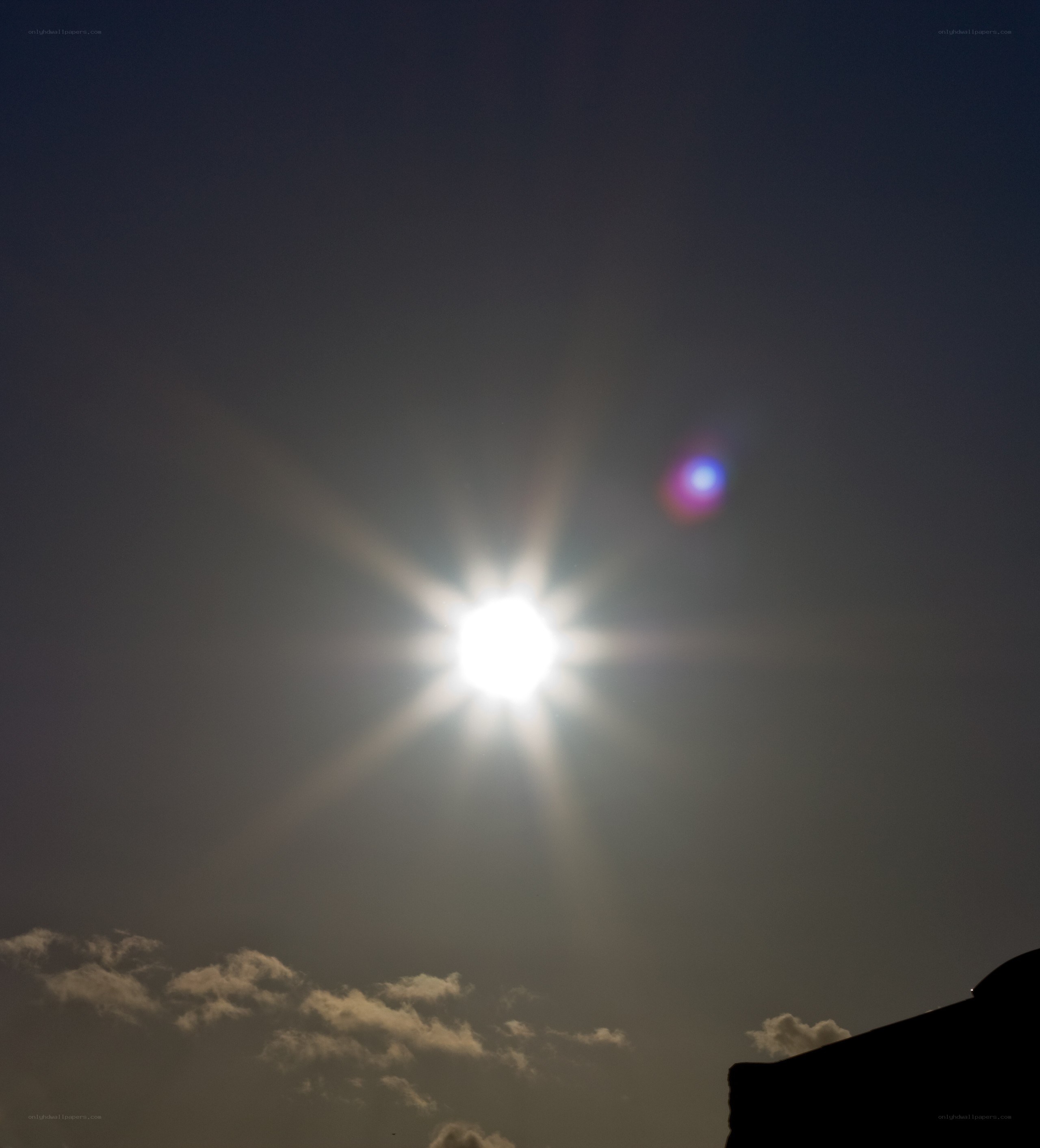 Sun shining brightly in the sky