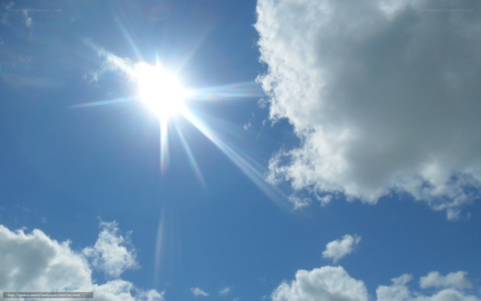 Sun shining in blue sky
