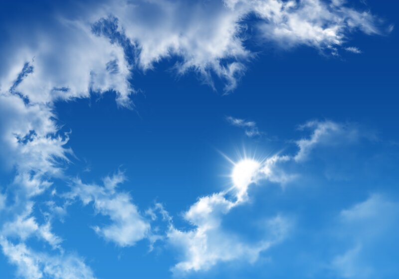 Sun shining through clouds