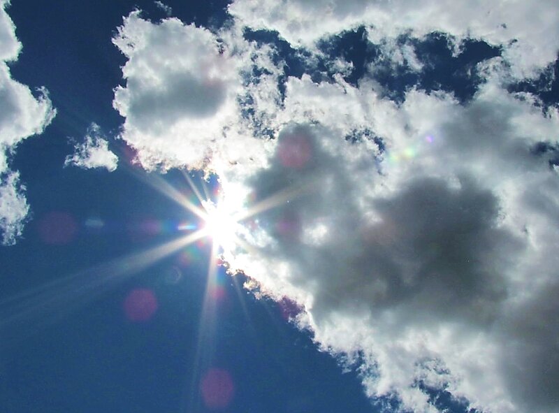 Sun Shining Through Clouds — Blue, Dramatic, Afternoon, Photograph