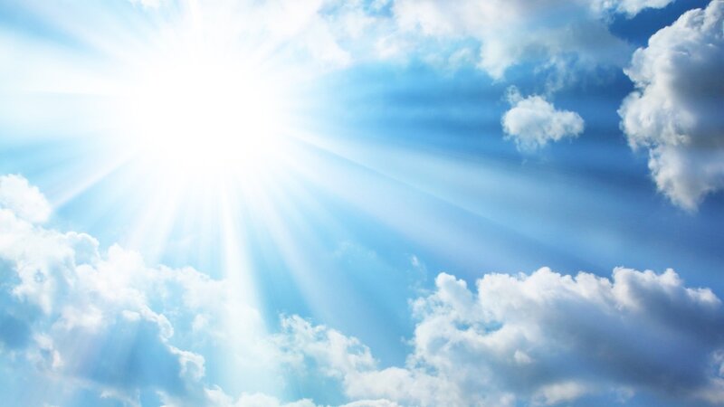 Sun Shining Through Clouds — Blue, Serene, Morning, Photograph