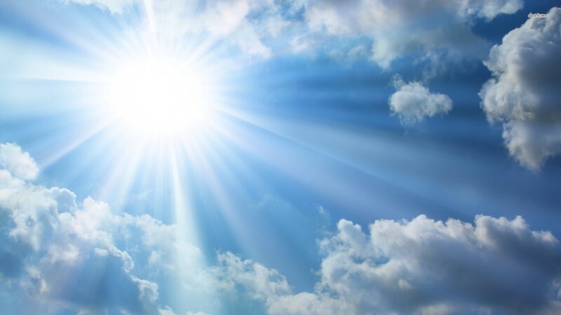 Sun Shining Through Clouds — Blue, Serene, Morning