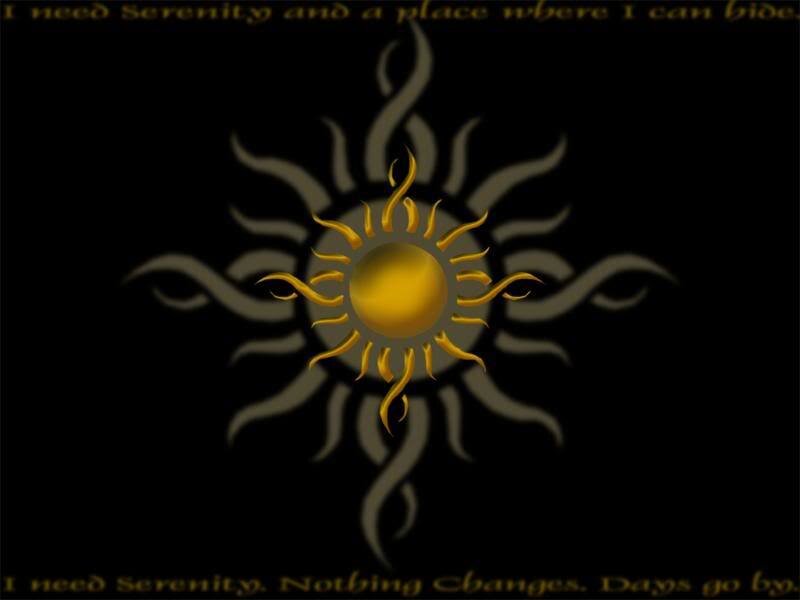 Sun symbol with text