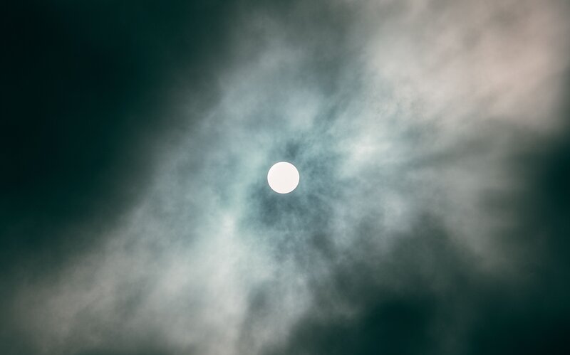 Sun Through Clouds — White, Dramatic, Photograph, Sky