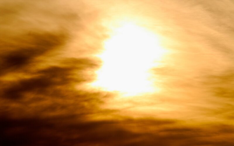 Sun Through Clouds — Yellow, Dramatic, Sunset, Photograph