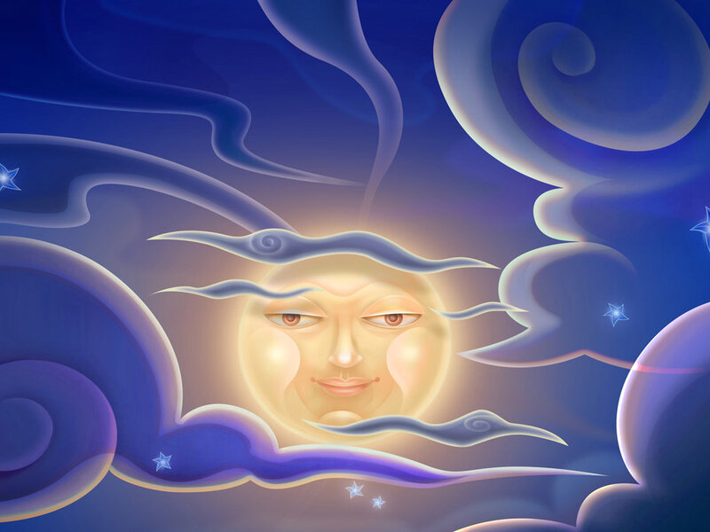 Sun with a Face — Blue