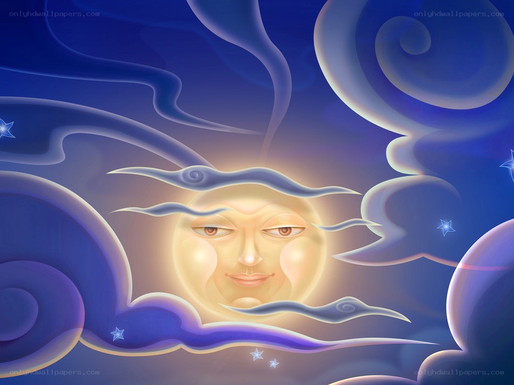 Sun with a face in the sky