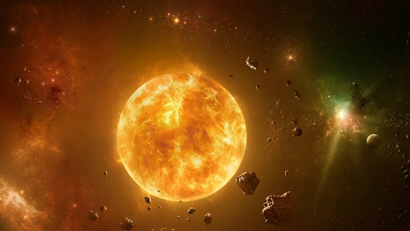 Sun with Asteroids — Orange