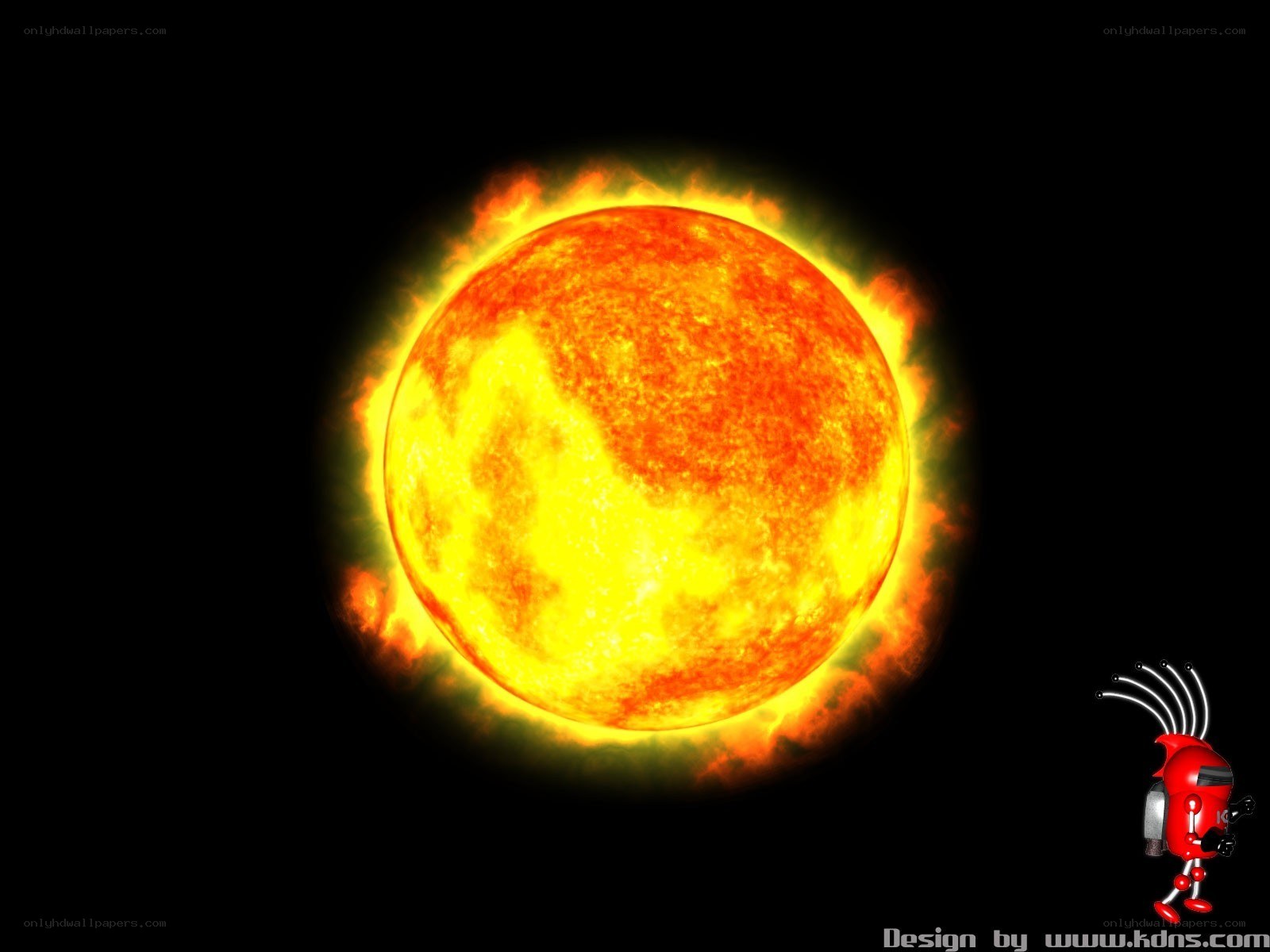 Sun with cartoon character