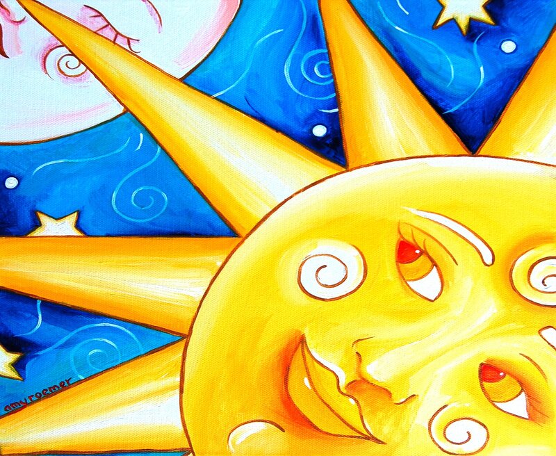 Sun with Face — Yellow, Whimsical