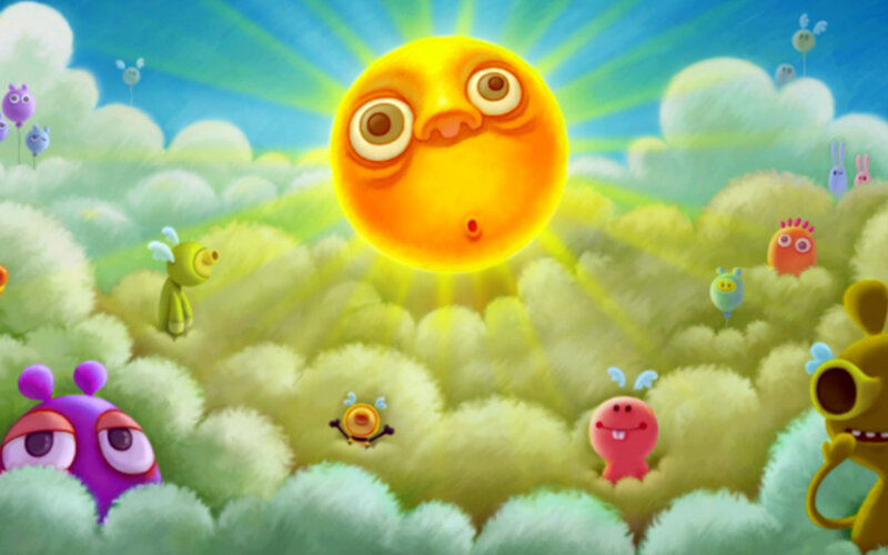 Sun with friendly creatures