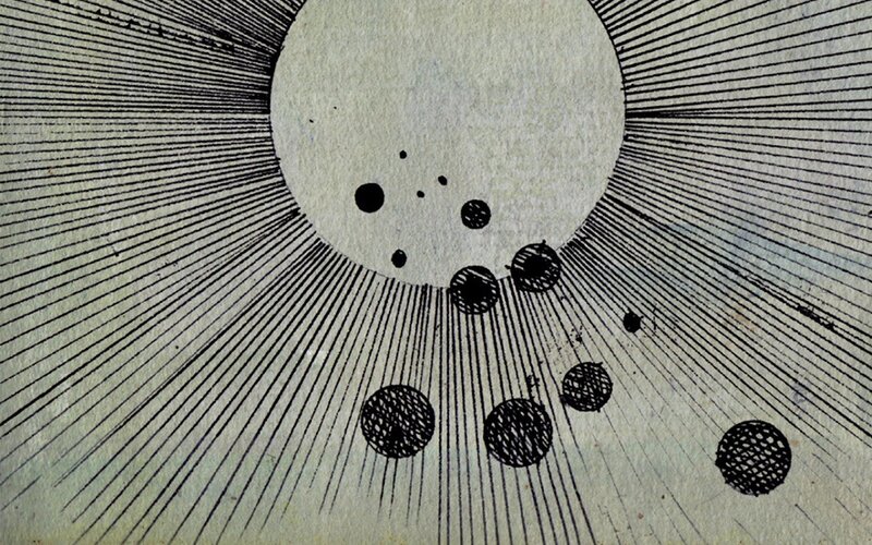 Sun with Orbiting Planets — Black