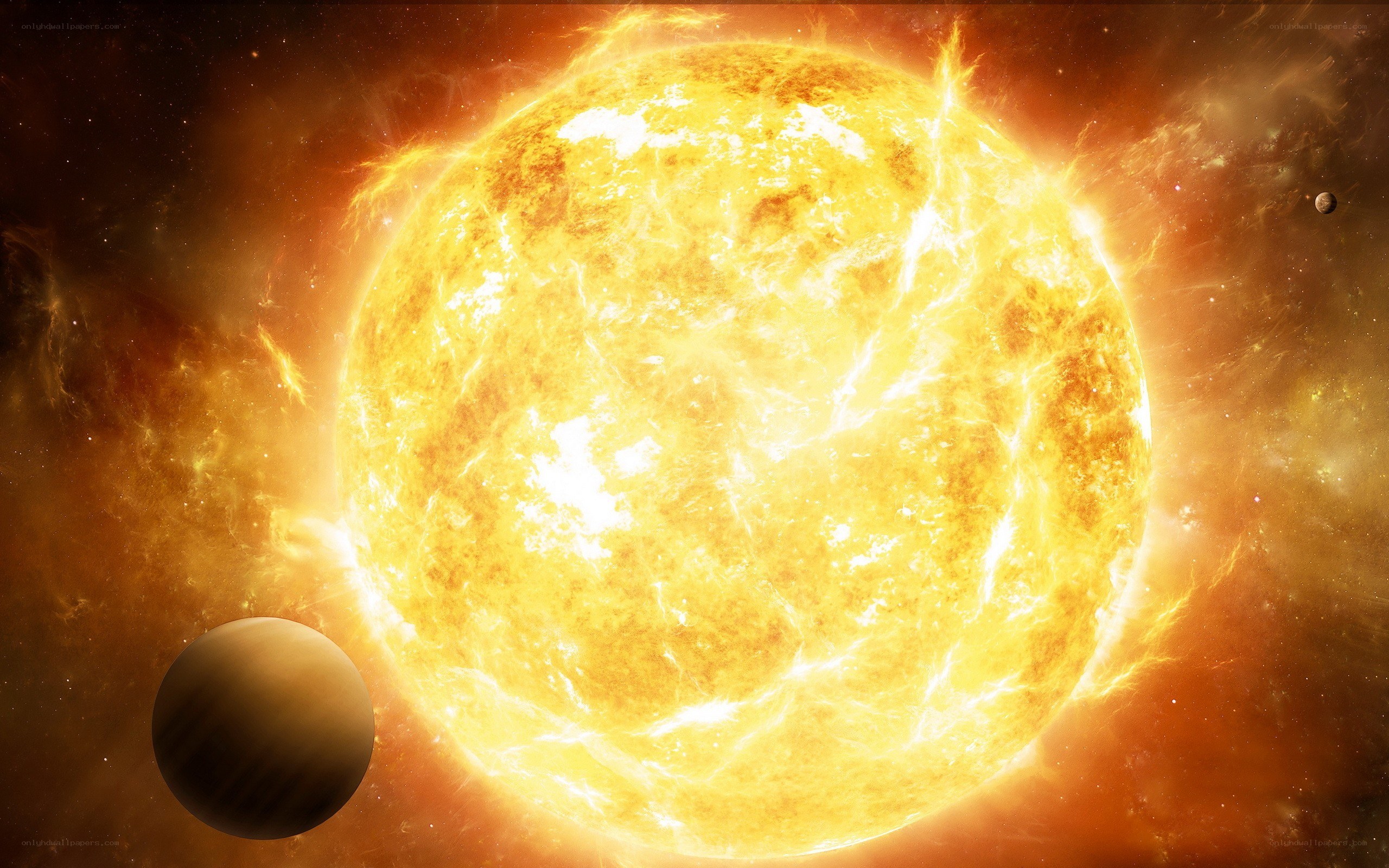 Sun with planets in space