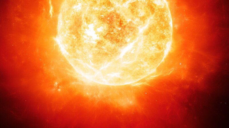 Sun with Solar Flare — Orange, Dramatic, Digital Art