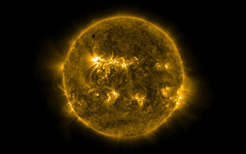 Sun with Solar Flare — Yellow, Dramatic, Photograph
