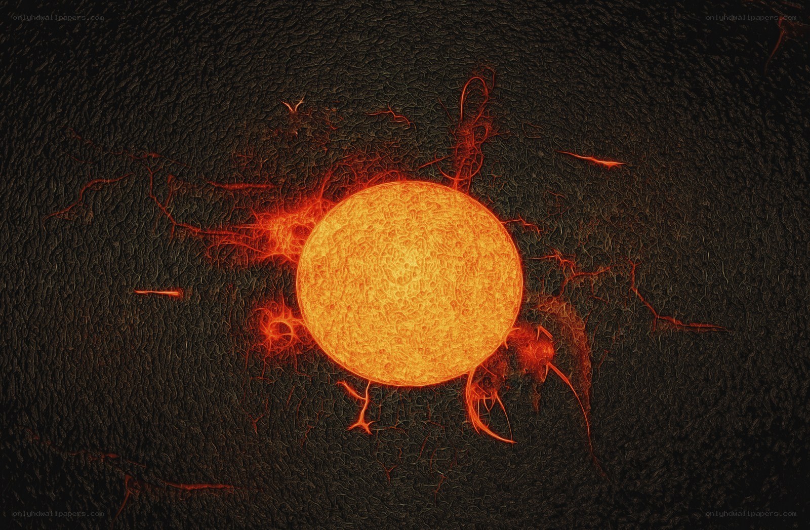 Sun with solar flares